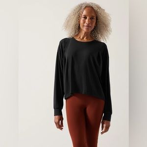 Athleta Elemental Long Sleeve Black Top